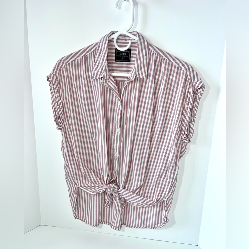 Abercrombie and Fitch Tie Front Button Up Striped Shirt S